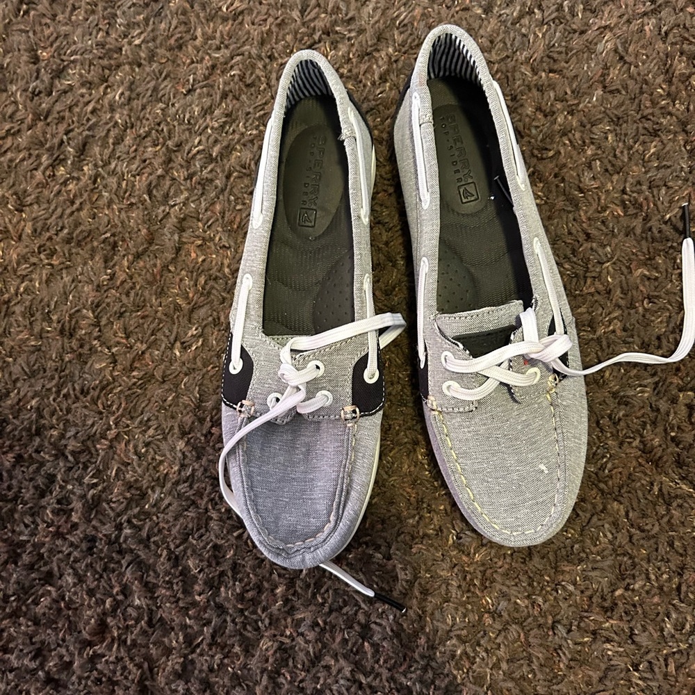WOMENS SPERRY TOP SIDER SHORE SIDER GRAY BLACK BOAT SHOES STS 93571 SZ 8m